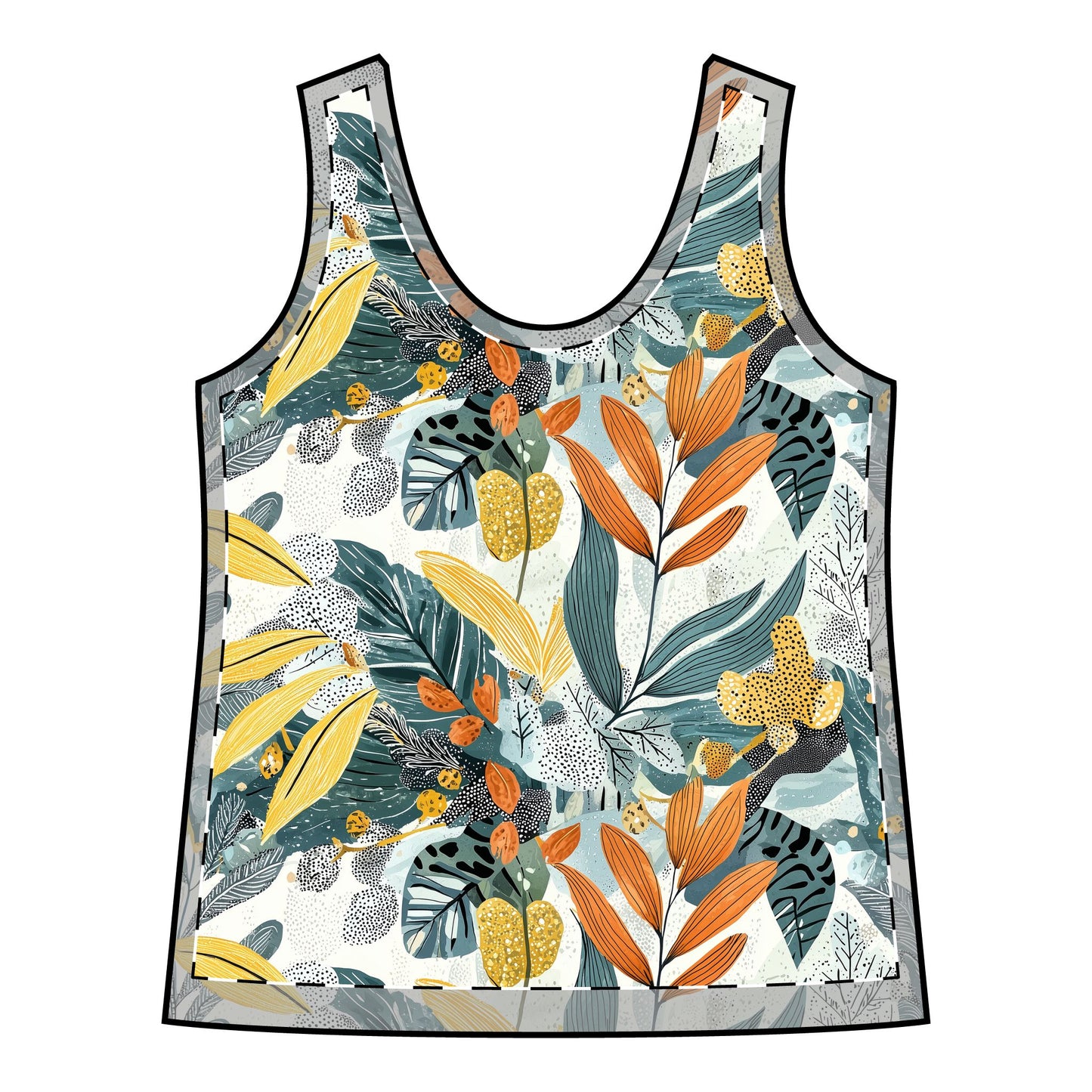 Sporty Racerback Tank - Vibrant Tropical Floral Print for Active Lifestyle