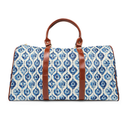 Duffel Bag - Blue Dye Diamond Ikat Waterproof Overnighter