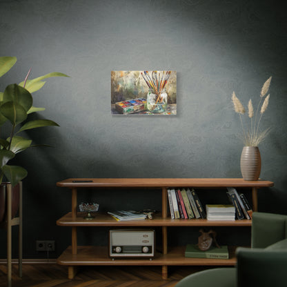 Canvas Art - Artistic Brush and Watercolor Palette Wall Art