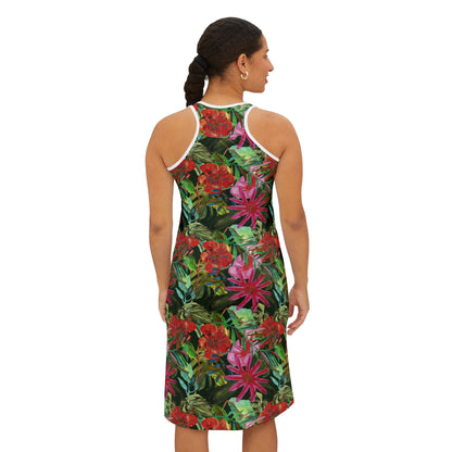 Women's Racerback Dress - Tropical Floral For Summer Outings & Vacations