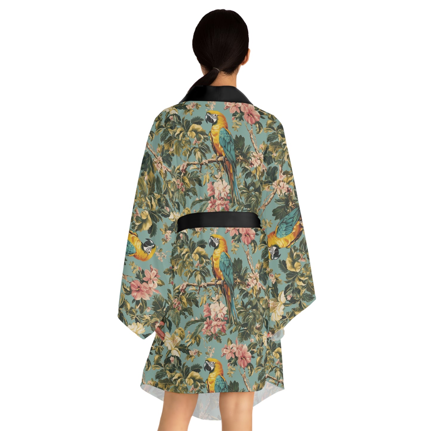 Kimono Robe - Tropical Parrot Long Sleeve Print