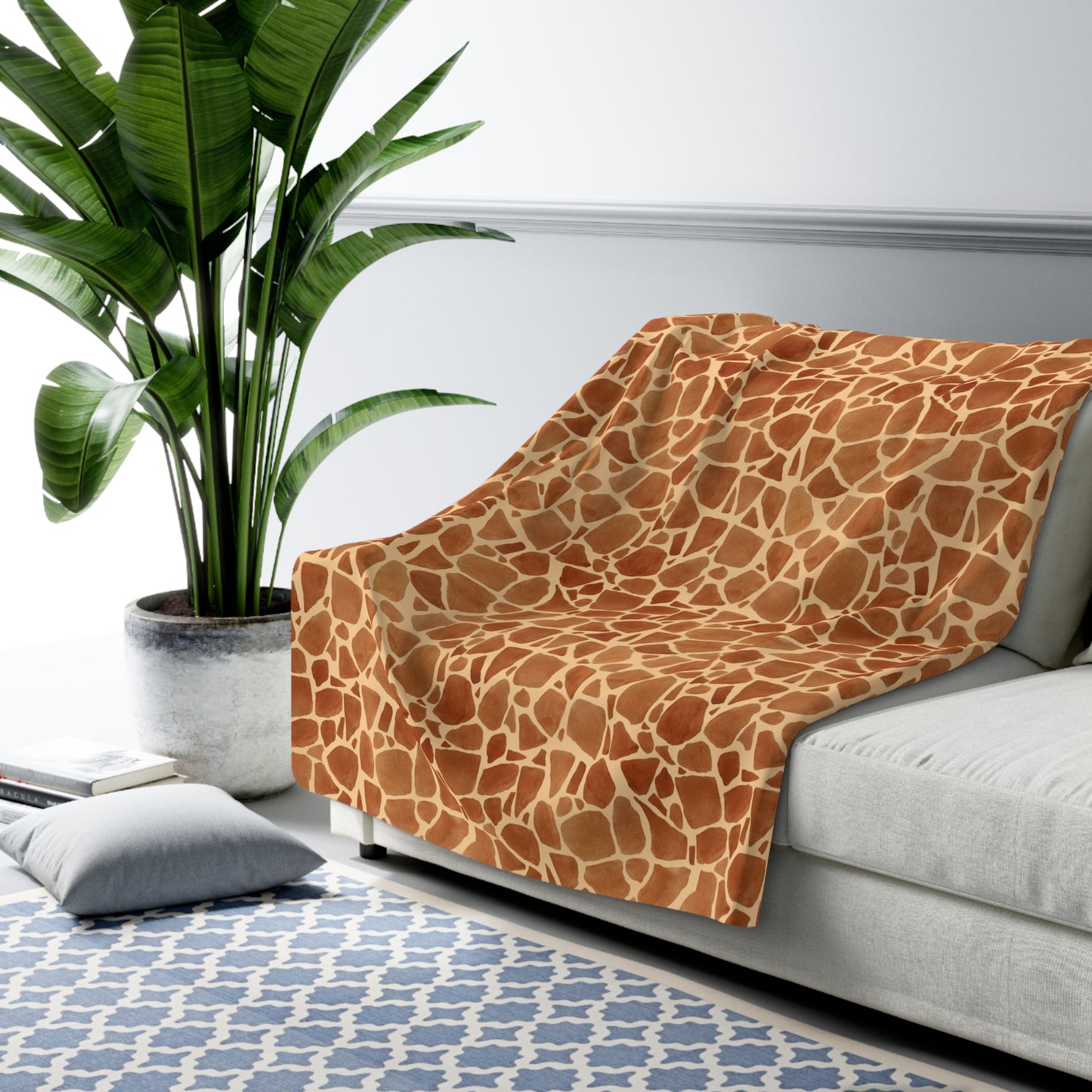 Sherpa Fleece Blanket - Giraffe Hide Animal Fur