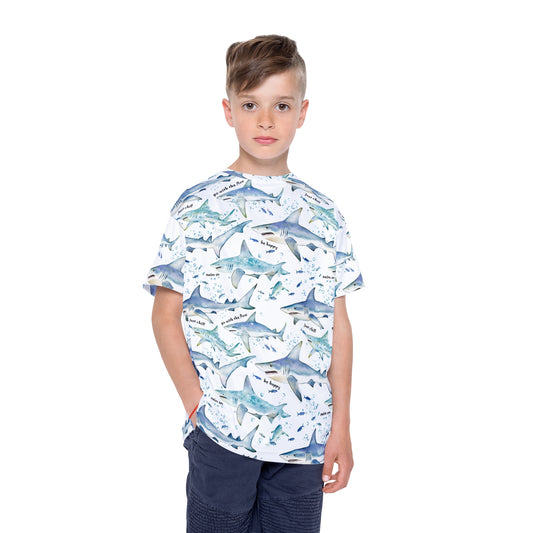 Kids Tshirt - Shark Sports Jersey With Happy Beach Quotes