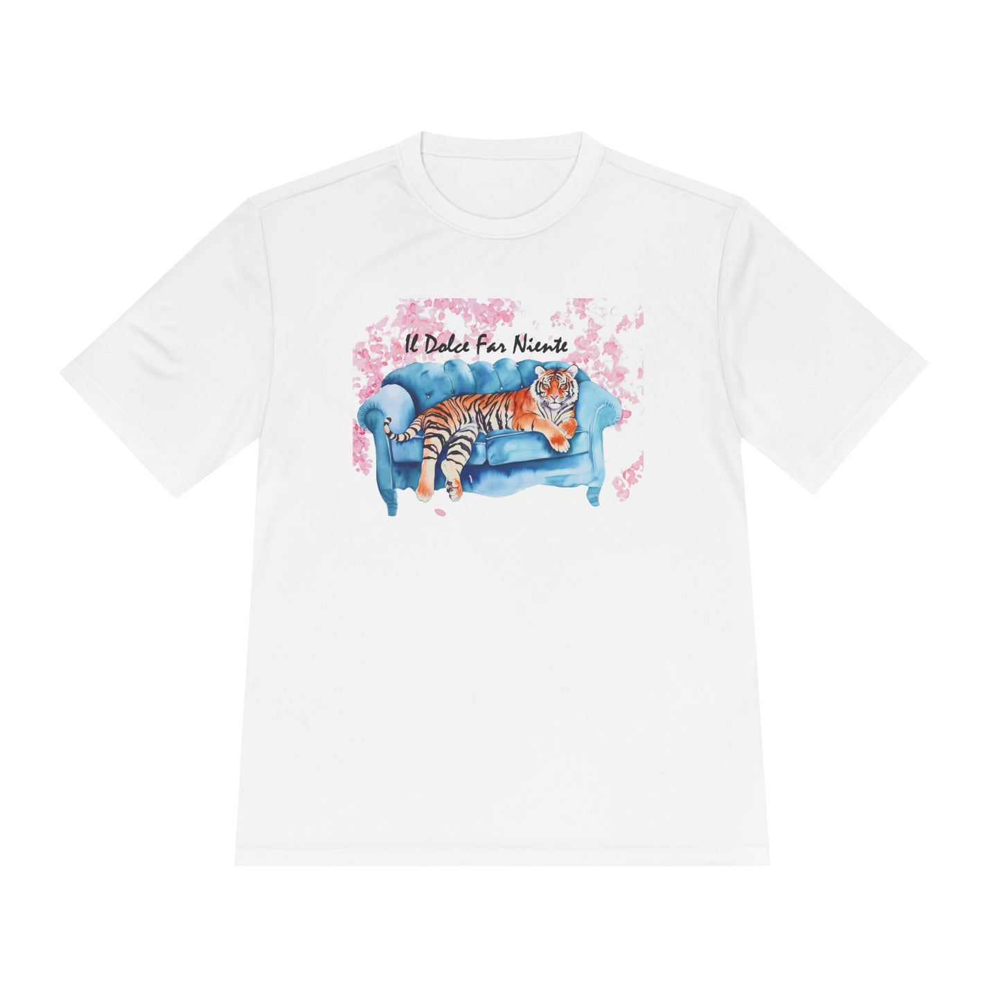 Women's Novelty Tshirt - Watercolor Tiger On Couch il Dolce Far Niente
