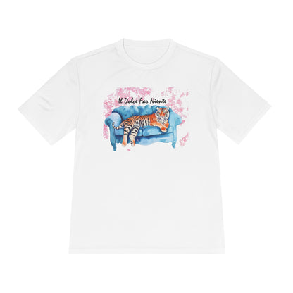 Women's Novelty Tshirt - Watercolor Tiger On Couch il Dolce Far Niente
