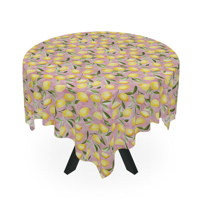 Square Tablecloth - Ripe Lemons On Pink