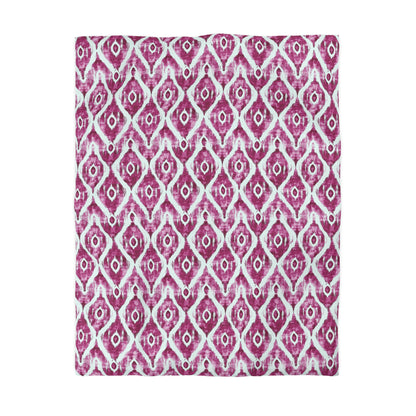 Duvet Cover -  Maroon and White Microfiber Indonesian Ikat