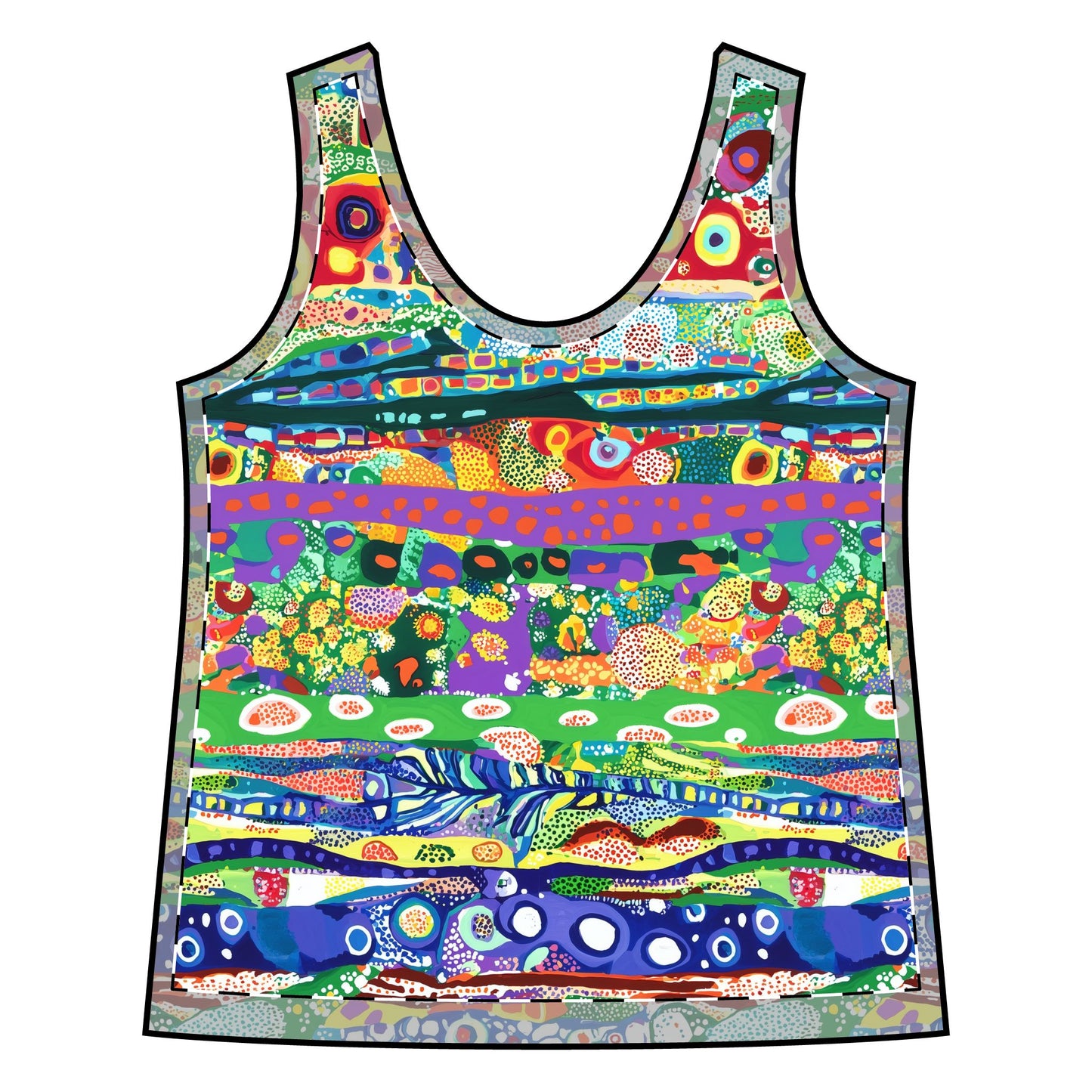 Sporty Racerback Tank - Mardi Gras Carnaval Colorful Stripes for Active Lifestyles