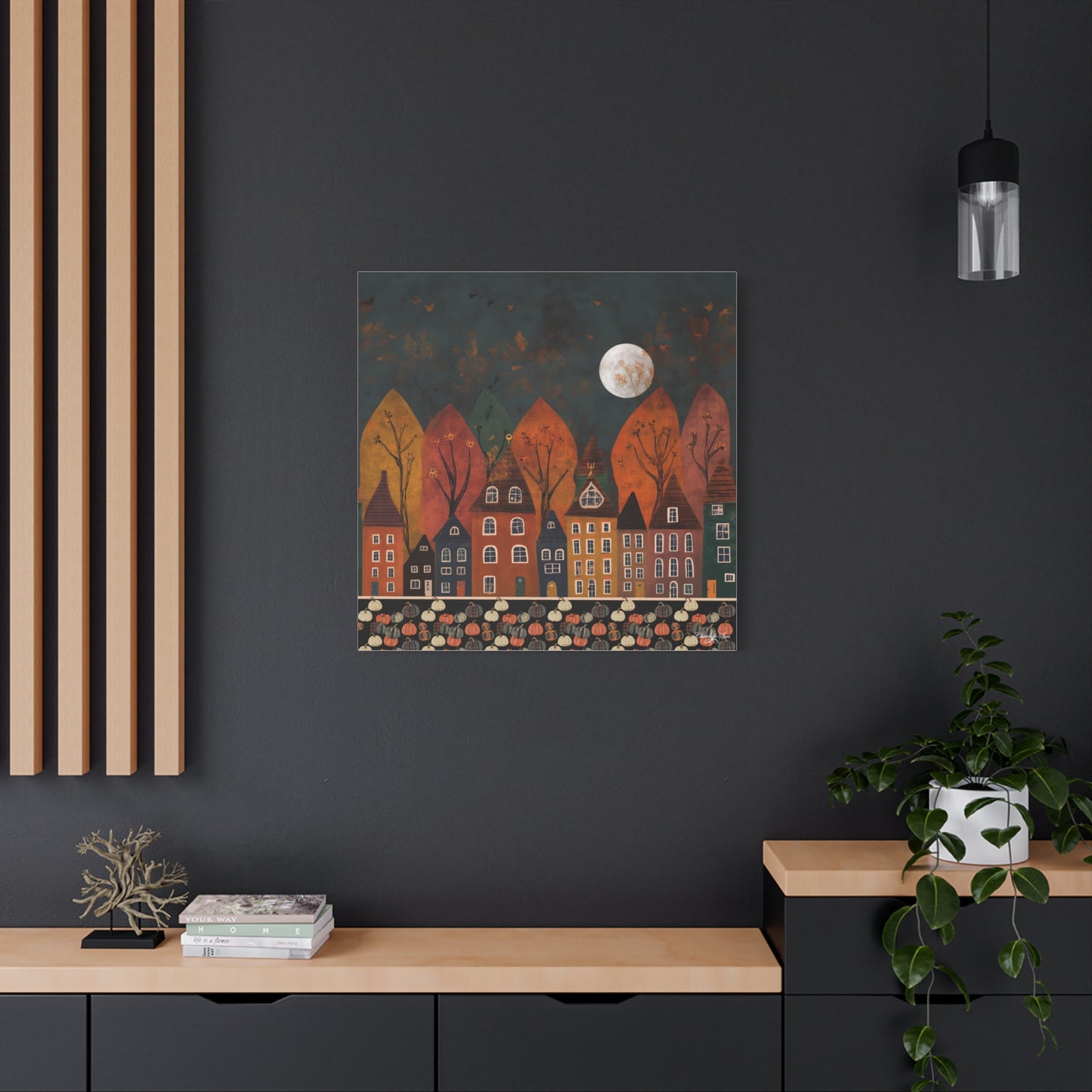 Canvas Art - Autumn Village Pumpkin Patch