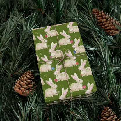 Wrapping Paper - Charming Bunnie & Colorful Eggs for Easter & Spring Celebrations