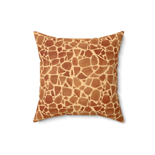 Square Pillow - Giraffe Hide Animal Fur Faux Suede