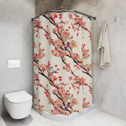 Shower Curtain - Vintage Asian Chinoserie Floral with Birds