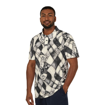 Men's Polo - Abstract Checkers Mid Century Shirt