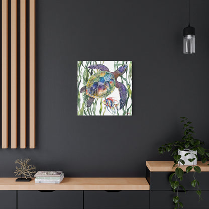 Canvas Art: Colorful Sea Turtle & Tropical Fish