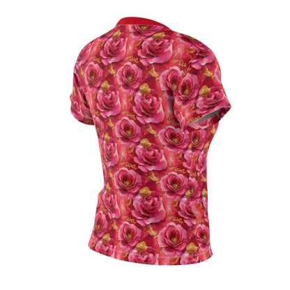 Women's Tee - Watercolor Pink and Red Roses Diva Design