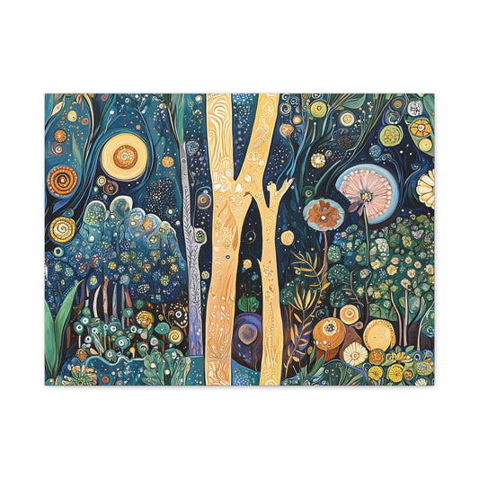 Canvas Art - Decorative Forest Inspired By Gustav Klimt Wall Art