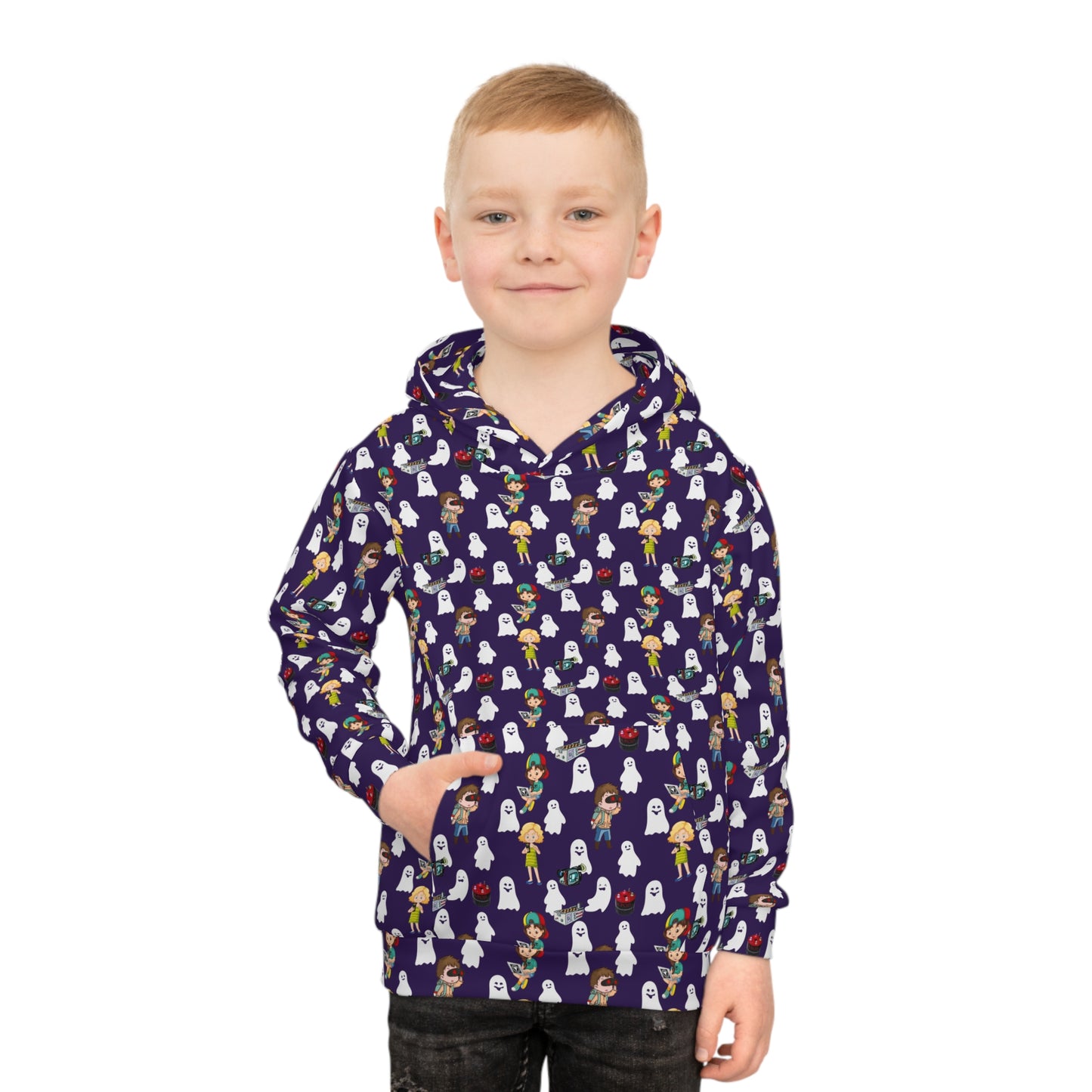 Children's Hoodie - Ghost Hunting Kids With High Tech Equipment And Smiling Ghosts