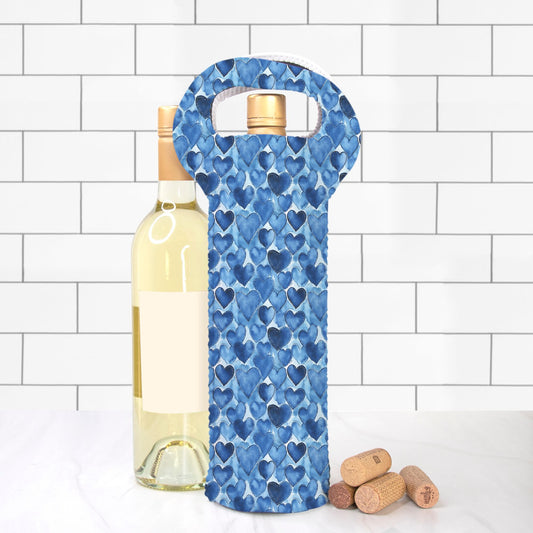 Wine Tote - Blue Jean Hearts