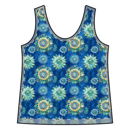 Women's Racerback Tank - Floral Mandalas In Blue, Green And Gold