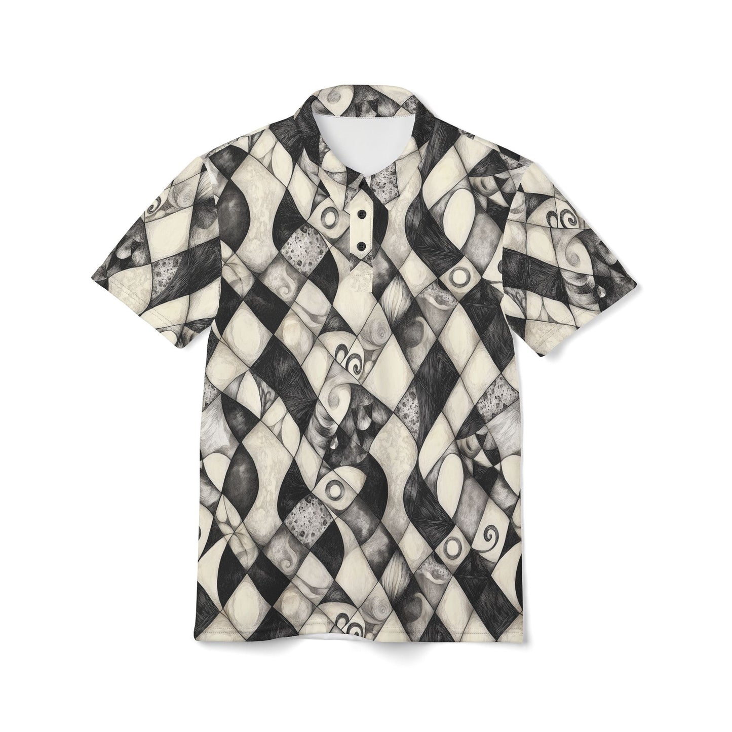 Men's Polo - Abstract Checkers Mid Century Shirt