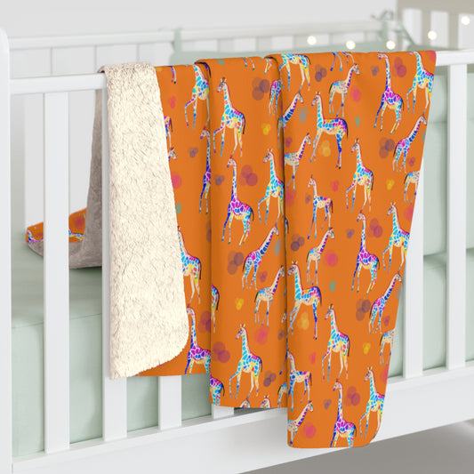 Sherpa Fleece Blanket - Giraffes And Balloons