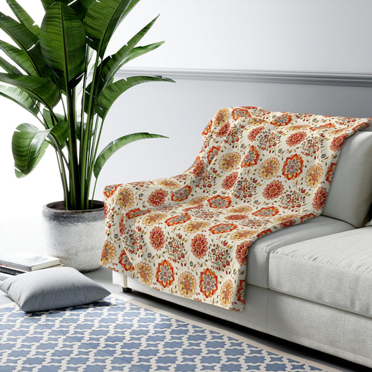 Sherpa Fleece Blanket - Floral Zen Mandalas
