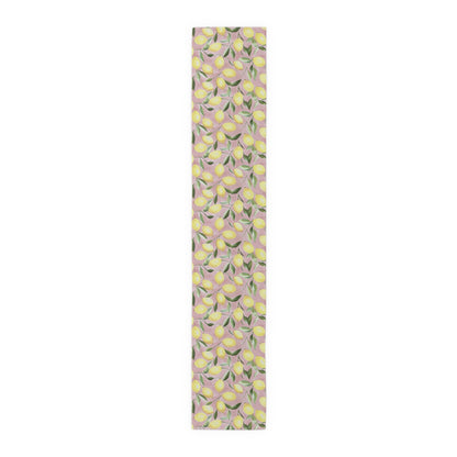 Table Runner - Ripe Lemons On Pink Watercolor