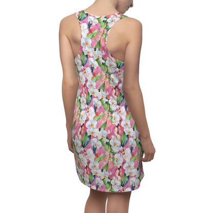 Women's Racerback Dress - Hawaiian White Orchid Floral