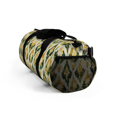 Duffel Bag - Gold And Green Ikat Teardrop Design Overnighter