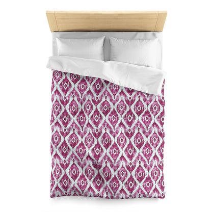 Duvet Cover -  Maroon and White Microfiber Indonesian Ikat