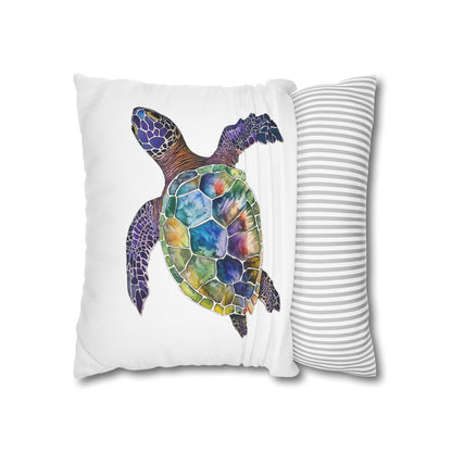 Square Pillow Cover - Ocean-Inspired Sea Turtle for Beach Lovers