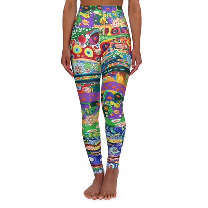 Yoga Leggings - High Waisted Colorful Mardi Gras Stripes