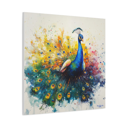 Canvas Art - Elegant Peacock Watercolor