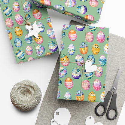 Wrapping Paper - Painted Designs on Colored Eggs for Spring & Easter