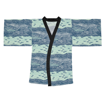 Kimono Robe - Ocean Waves With Small Fish Beach Vibe