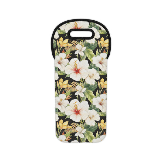 Tote Bag - Tropical Hibiscus Design for Wine Lovers