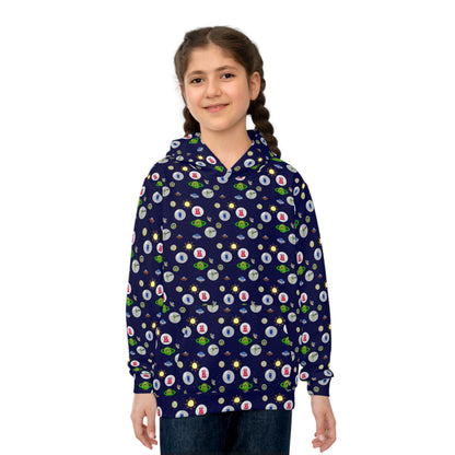 Children's Hoodie - Watercolor UFO's and Planets Space Aliens