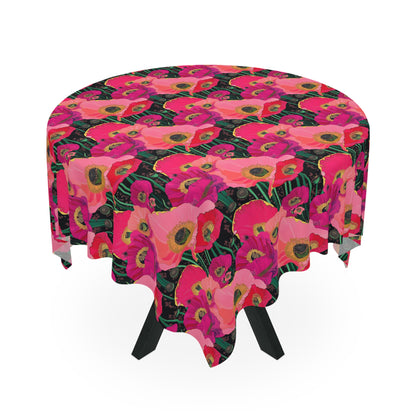 Square Tablecloth - Fuchsia Pink Poppies Perfect for Celebrations & Gatherings