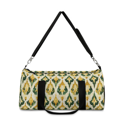 Duffel Bag - Gold And Green Ikat Teardrop Design Overnighter