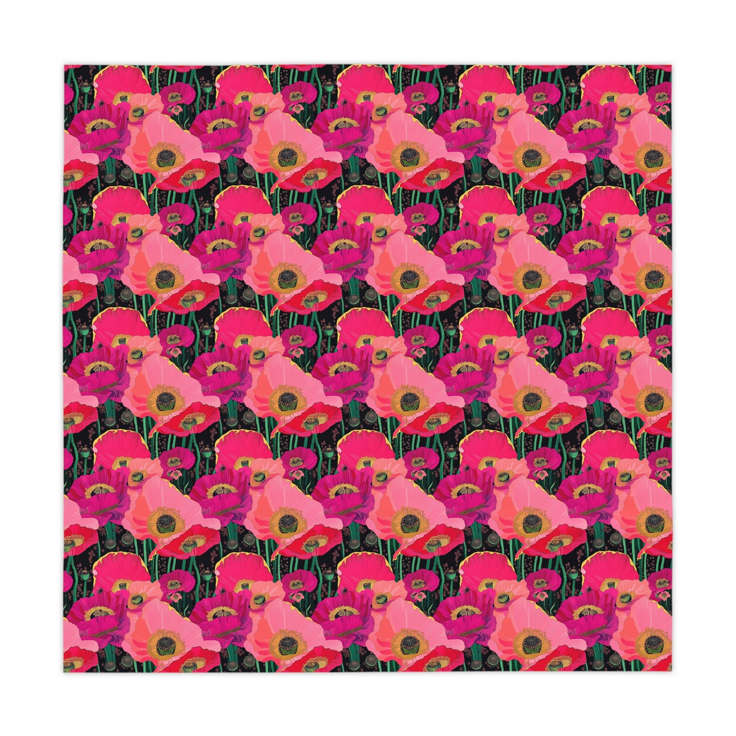 Square Tablecloth - Fuchsia Pink Poppies Perfect for Celebrations & Gatherings