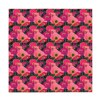 Square Tablecloth - Fuchsia Pink Poppies Perfect for Celebrations & Gatherings