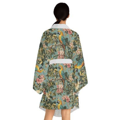 Kimono Robe - Tropical Parrot Long Sleeve Print