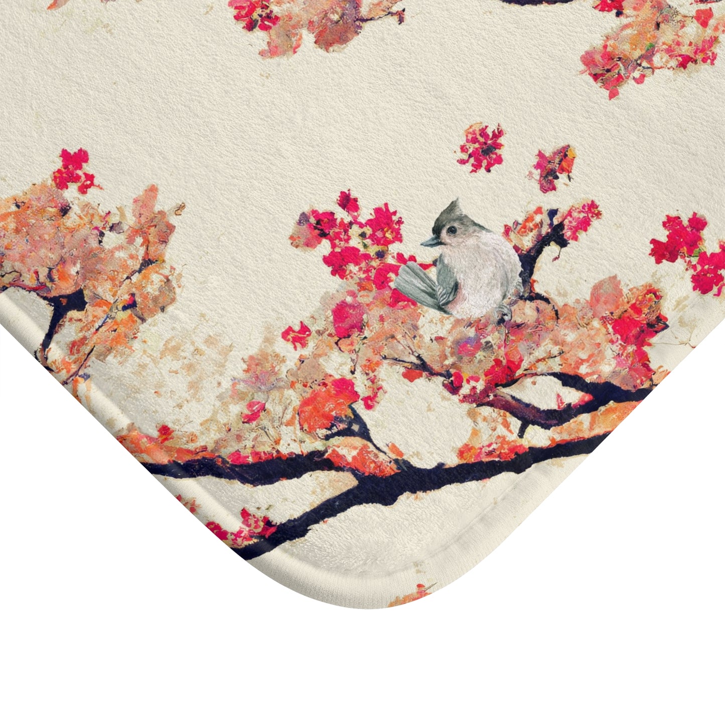 Bath Mat - Vintage Asian Chinoserie Floral With Birds