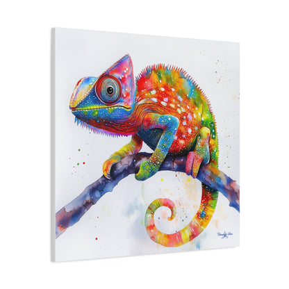 Canvas Art - Colorful Chameleon Watercolor for Nature Lovers