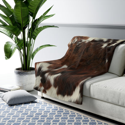 Sherpa Fleece Blanket - Cow Hide Animal Skin Fur