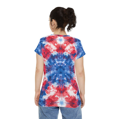 Women's Tee - Tie Dye Shirt In Red White And Blue