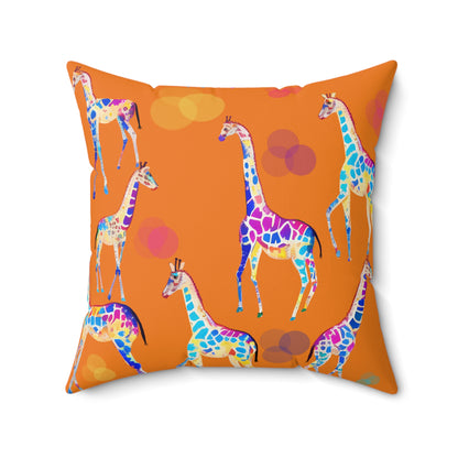 Square Pillow - Giraffes And Balloons Colorful Kids Room Decor