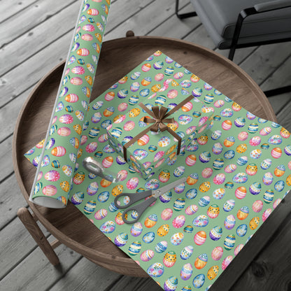 Wrapping Paper - Painted Designs on Colored Eggs for Spring & Easter
