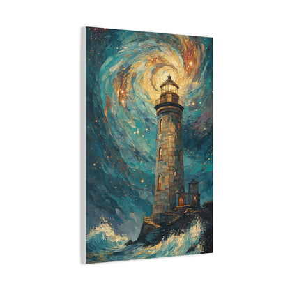 Canvas Art - Starry Night Lighthouse 2 Oil Painting
