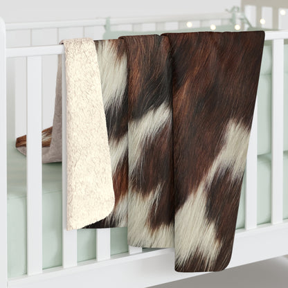Sherpa Fleece Blanket - Cow Hide Animal Skin Fur